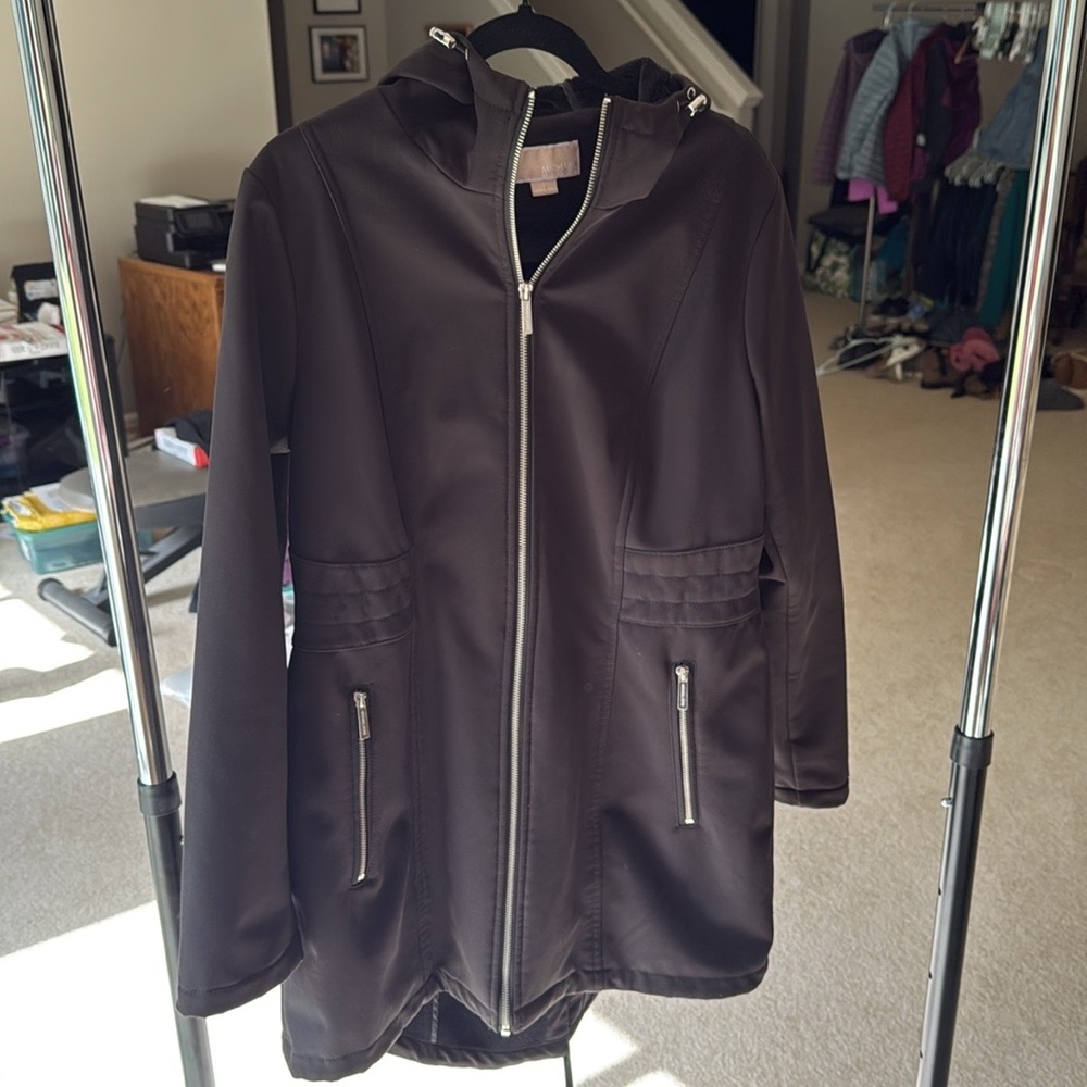 MICHAEL Michael Kors Tech Hooded Coat Black Women's Size L
